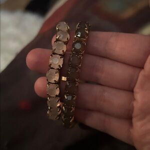 Vintage Elegant Gold and rose quarts and gold and black Bracelet Set